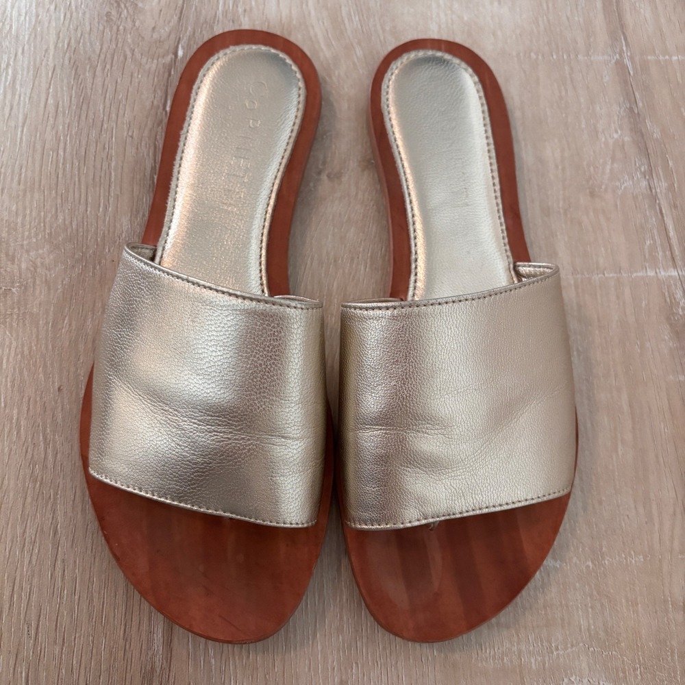 CoRNETTI Cossi‎ Gold Metallic Leather Slide Sandals Women Size 39